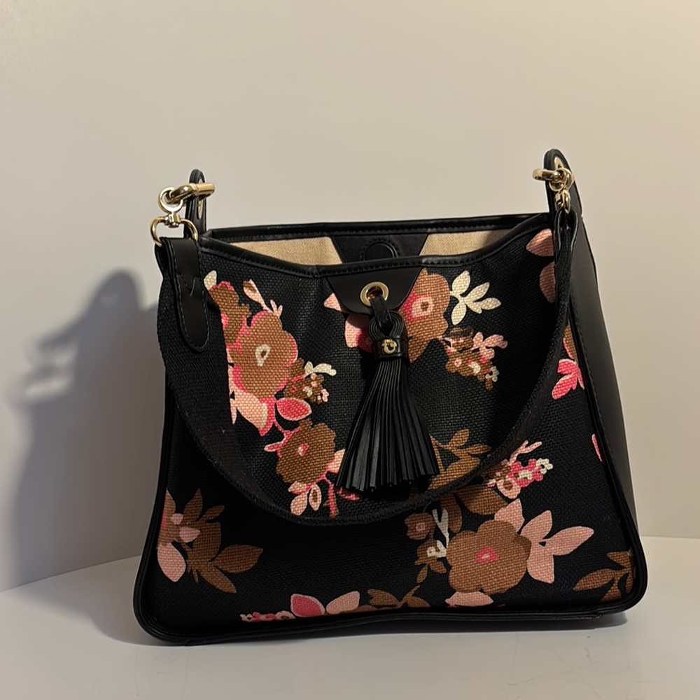 Floral Black and Pink Women's Bag